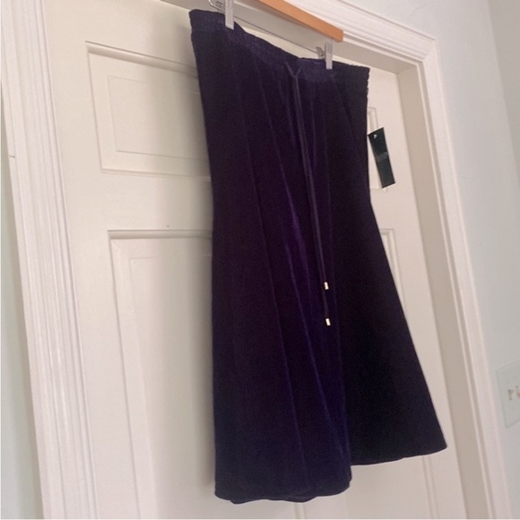 Ralph Lauren Kristayn Velvet Below Knee A-Line Skirt Medium Royal Purple NEW - Picture 9 of 12